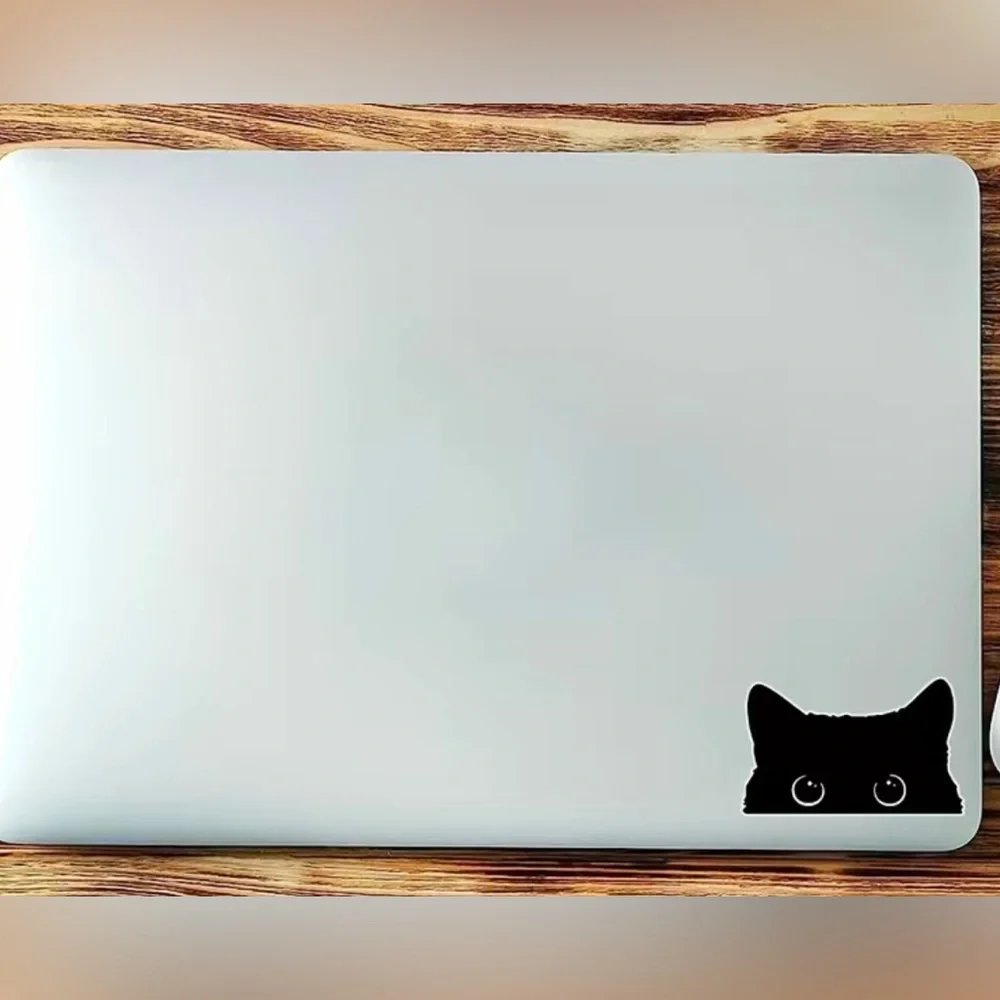 2 black cat vinyl stickers, for the car or computer.